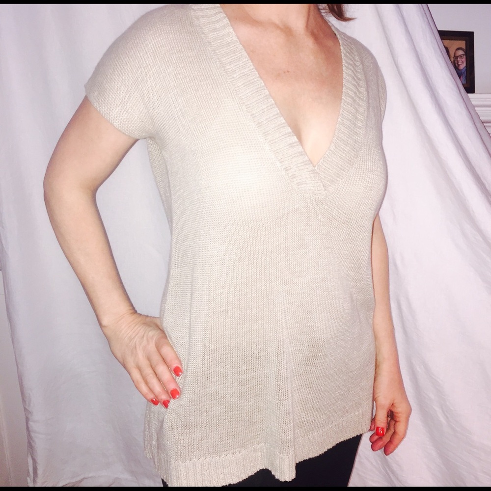 Oatmeal Linen V-Neck Tunic